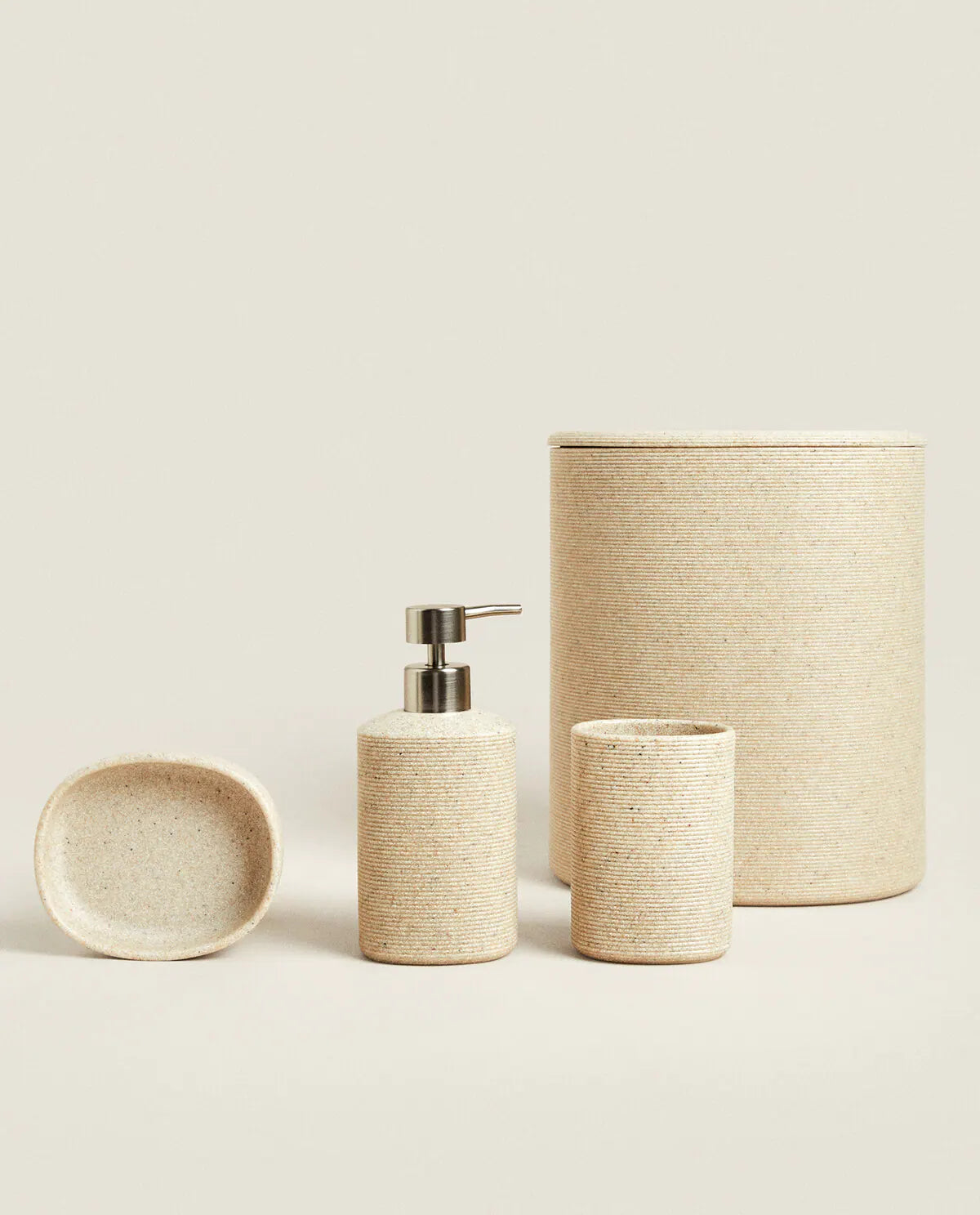 Beige ceramic bathroom accesories