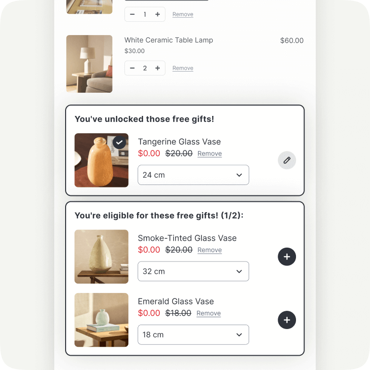 planet cart gift selector