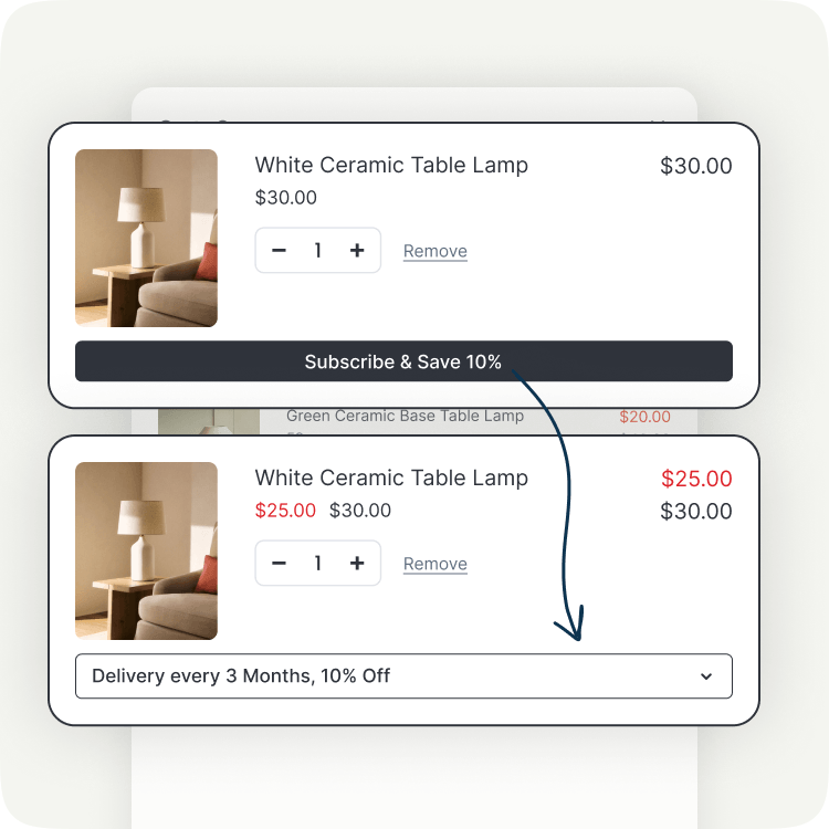 Shopify slide cart drawer subscriptions